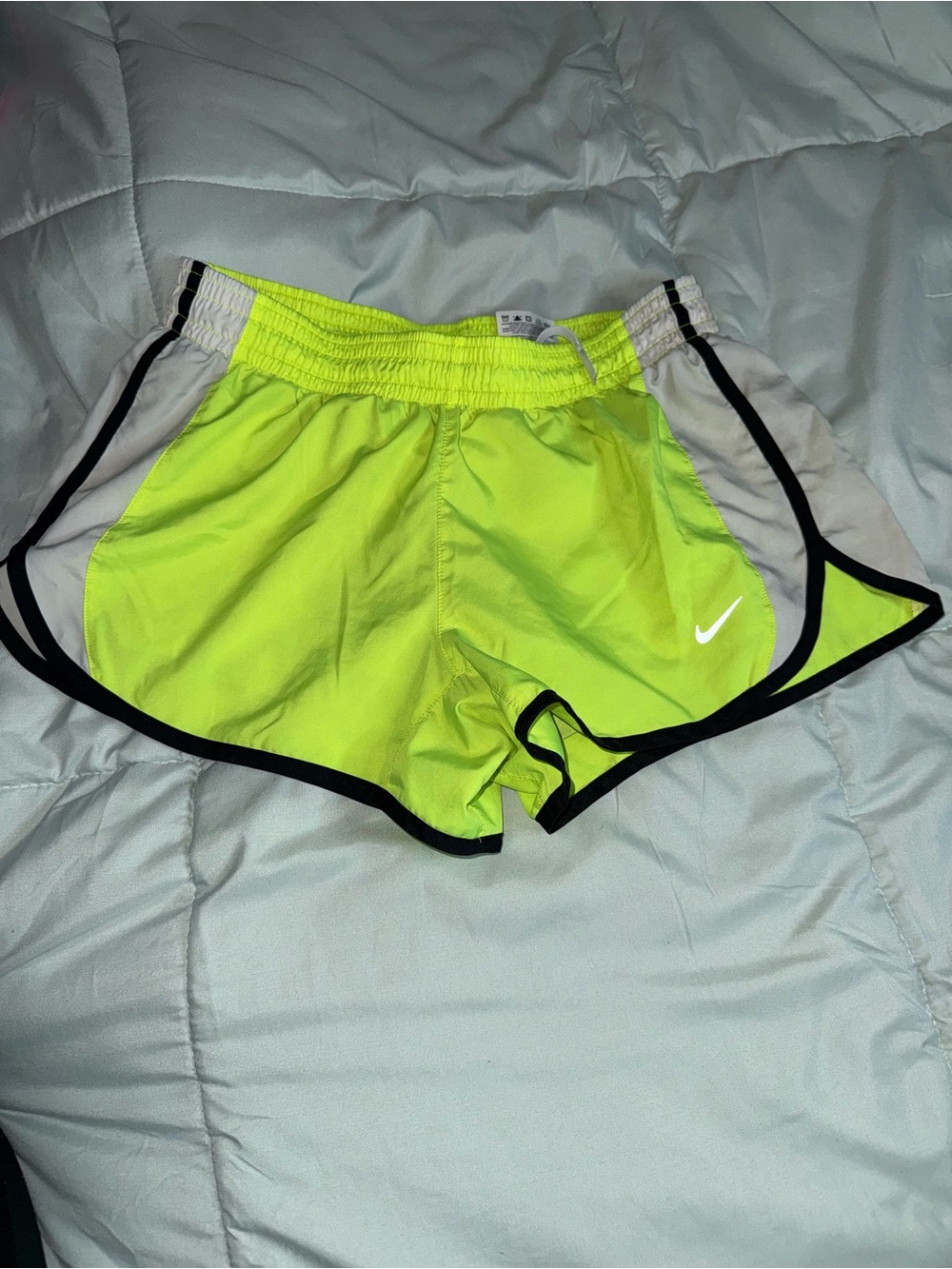 Nike Women's Neon Lime Athletic Running Shorts with Black Trim